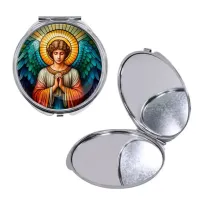 Круглое складное зеркало, цвет серебро, Ангел хранитель C1113016