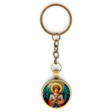 Круглый брелок, цвет бронза, с цепочкой, Ангел хранитель C1113018