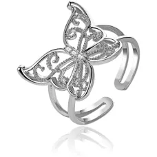 Безразмерное кольцо Бабочка, 17мм, цвет серебряный 1E0167-2