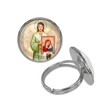 Кольцо металлическое, цвет серебро, Ангел с иконой C1114015