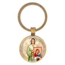 Круглый брелок, цвет бронза, Ангел с иконой C1114017
