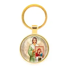 Круглый брелок, цвет золото, Ангел с иконой C1114019