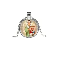 Кулон, цвет серебро, с цепочкой, Ангел с иконой C1114026