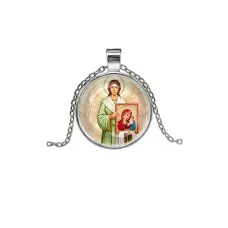 Кулон, цвет серебро, с цепочкой, Ангел с иконой C1114026