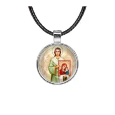 Кулон, цвет серебро, со шнурком, Ангел с иконой C1114027