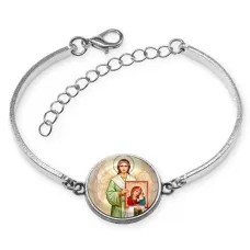 Браслет металлический, цвет серебро, Ангел с иконой C1114046
