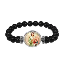 Браслет из чёрного агата, Ангел с иконой C1114056