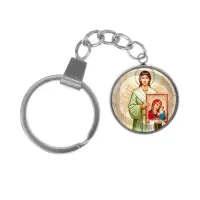Брелок, нержавеющая сталь, с кольцом для ключей, Ангел с иконой C1114061