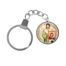 Брелок, нержавеющая сталь, с кольцом для ключей, Ангел с иконой C1114061