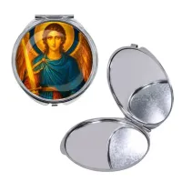 Круглое складное зеркало, цвет серебро, Архангел Михаил C1115016