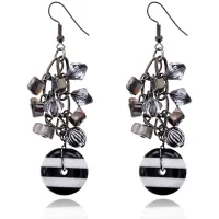 Серьги Полосы, цвет черно-белый UD210