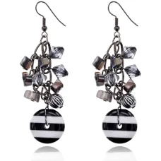 Серьги Полосы, цвет черно-белый UD210