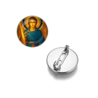 Круглый значок, цвет серебро, Архангел Михаил C1115023