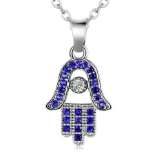 Кулон на цепочке Глаз Фатимы с синими стразами, 15х11мм 1F0019-2