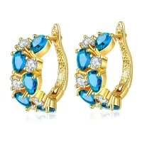 Серьги с позолотой, цвет голубой, 22х9х25мм 1G0001-2