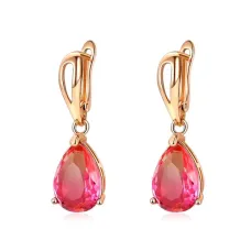 Серьги с позолотой, цвет розовый, 32х10х15мм 1G0008-2