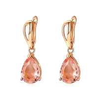 Серьги с позолотой, цвет коралловый, 32х10х15мм 1G0008-4