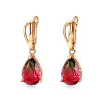 Серьги с позолотой, цвет бордовый, 32х10х15мм 1G0008-5