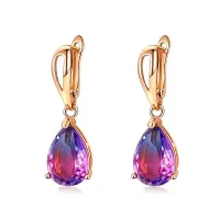 Серьги с позолотой, цвет сине-розовый 32х10х15мм 1G0008-6