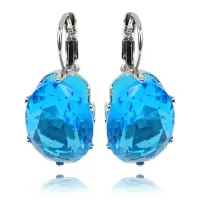 Серьги с посеребрением, цвет голубой, 29х13х5мм 1G0025-5