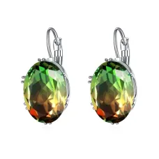 Серьги с посеребрением, цвет зеленый/красный, 29х13х5мм 1G0028-2