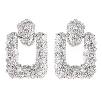 Серьги Пряжка, цвет серебряный, 55х40х10мм 1G0068-2