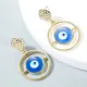 Серьги от сглаза со стразами 45х11мм, цвет синий 1G0100-2