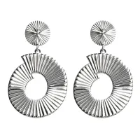 Серьги Винтовая лестница 66х11мм, цвет серебряный 1G0104-2