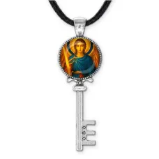 Кулон ключ, цвет серебро, со шнурком, Архангел Михаил C1115043