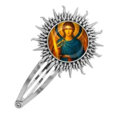 Заколка металлическая, цвет серебро, Архангел Михаил C1115045