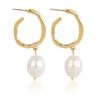 Серьги с барочным жемчугом 48х21х12мм 1G0108-6