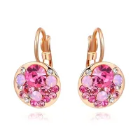 Серьги с позолотой и розовыми кристаллами 21х13мм 1G0115