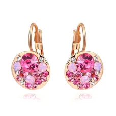 Серьги с позолотой и розовыми кристаллами 21х13мм 1G0115