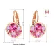 Серьги с позолотой и розовыми кристаллами 21х13мм 1G0115