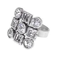 Безразмерное кольцо Квадрат с кристаллами, 2х2см UC164