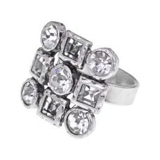 Безразмерное кольцо Квадрат с кристаллами, 2х2см UC164