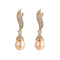 Серьги с позолотой и жемчугом 35х9мм 1G0120