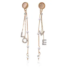 Серьги LOVE со стразами 96х11мм 1G0143