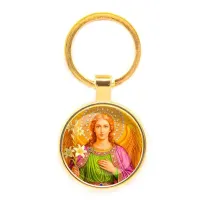 Круглый брелок, цвет золото, Архангел Михаил C1116019