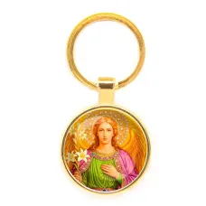 Круглый брелок, цвет золото, Архангел Михаил C1116019