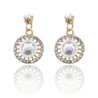 Серьги Круглые со стразами 23х14мм 1G0160