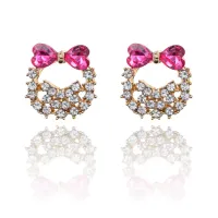 Серьги Бант со стразами 15х11мм 1G0167