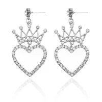 Серьги Сердце и корона, цвет серебро 1G0185-2