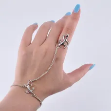 Браслет-кольцо Ящерица, цвет серебряный UC168-03