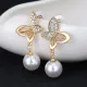 Серьги Бабочки с жемчужинами 35х9мм 1G0199