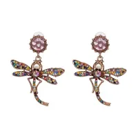 Серьги Стрекоза, 65х50х10мм, цвет розовый