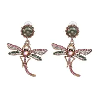 Серьги Стрекоза, 65х50х10мм, цвет зеленый 1G0349-2