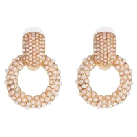 Серьги Круг с жемчугом, 35х25х10мм 1G0360