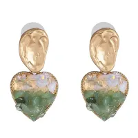 Серьги Сердце, 40х20х10мм, цвет зеленый 1G0377-2