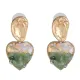 Серьги Сердце, 40х20х10мм, цвет зеленый 1G0377-2